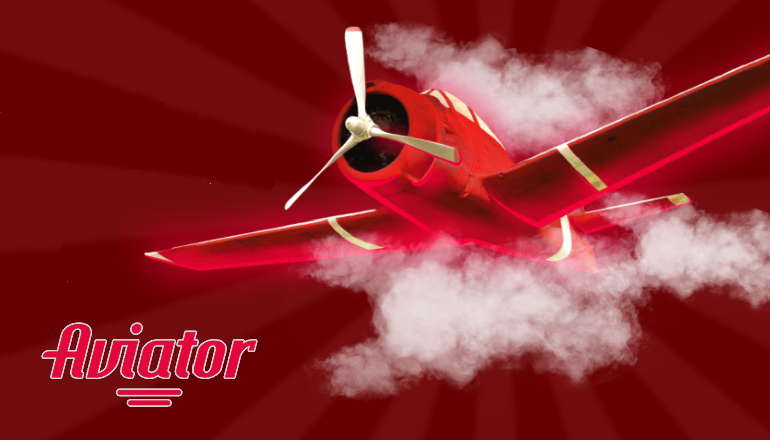 A red plane in the sky with Aviator game logo