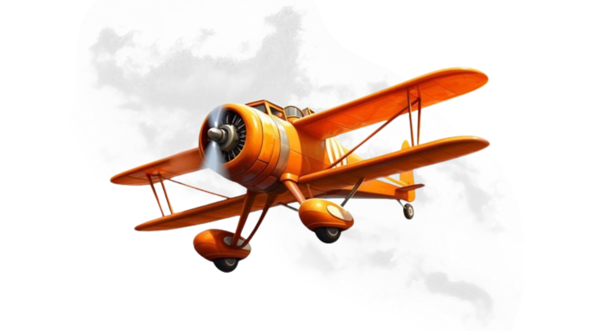 An orange plane in the sky